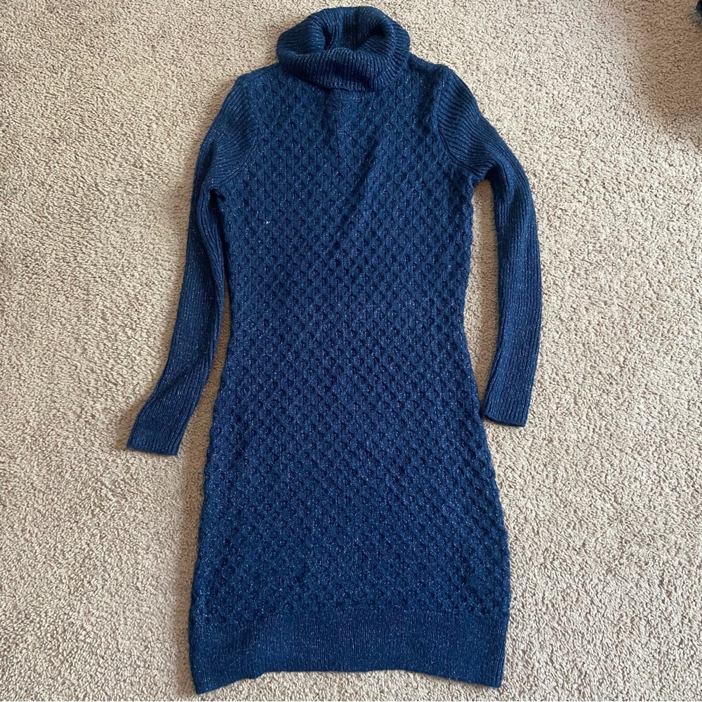NWT Apt 9 Navy Blue Shimmery Turtleneck Sweater Dress